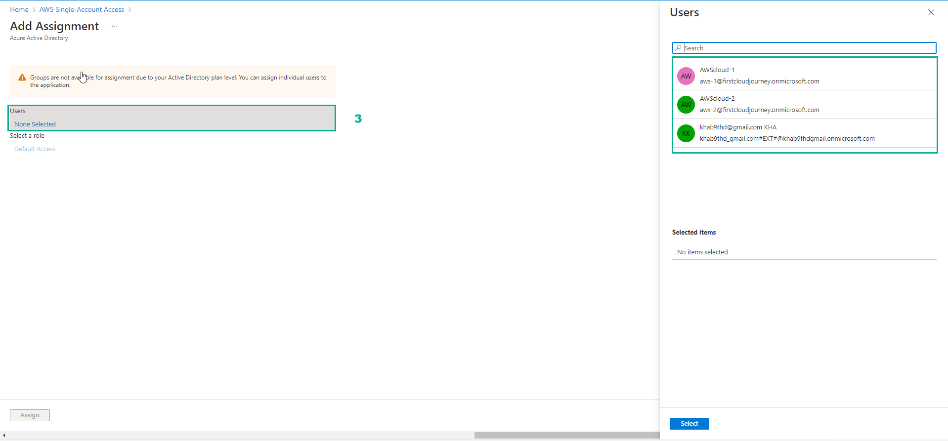 Federating Azure AD Users accessing AWS