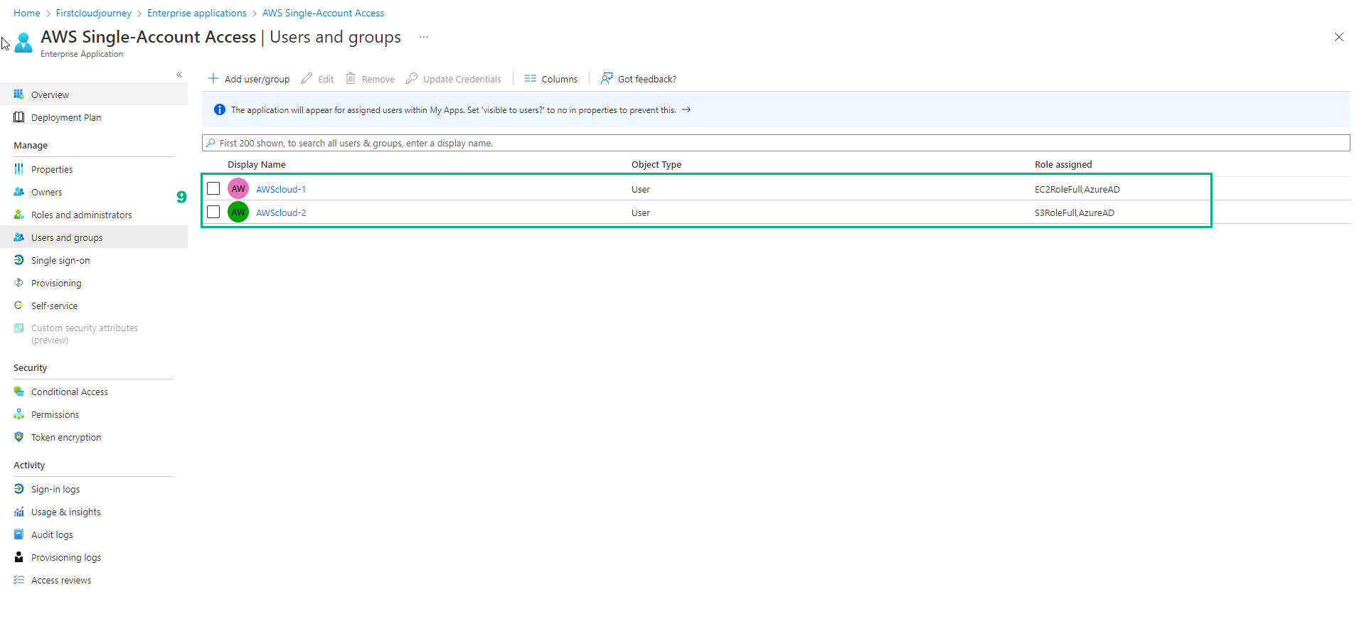 Federating Azure AD Users accessing AWS